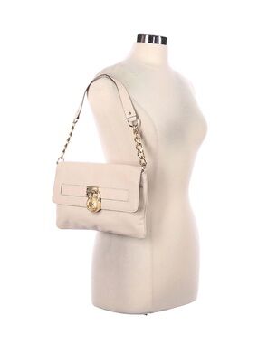 Michael Kors Pale Cream Leather Shoulder Bag with Gold Hardware